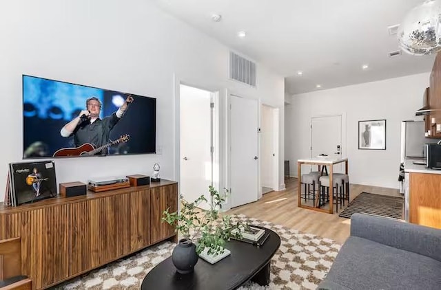 living room featuring light wood-type flooring