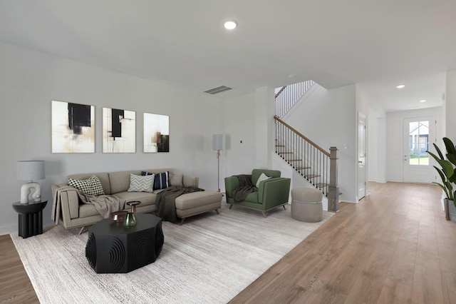 living room featuring light hardwood / wood-style floors