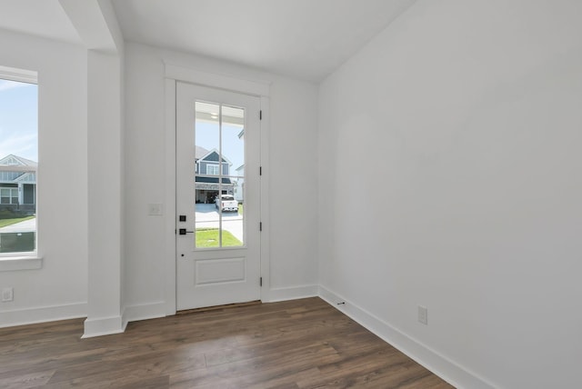 doorway to outside featuring dark hardwood / wood-style flooring