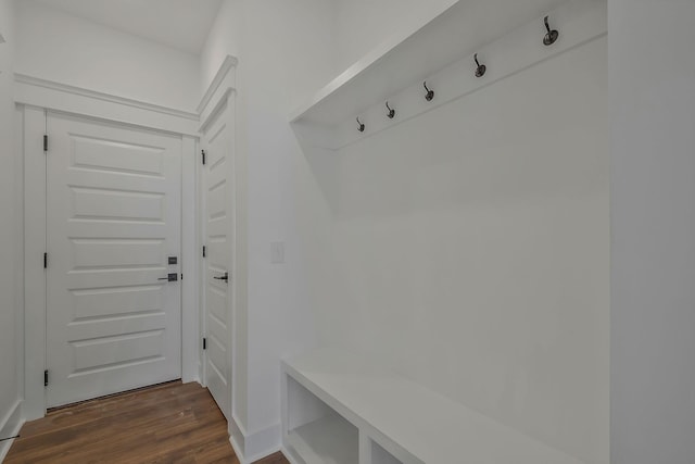 mudroom featuring dark hardwood / wood-style flooring