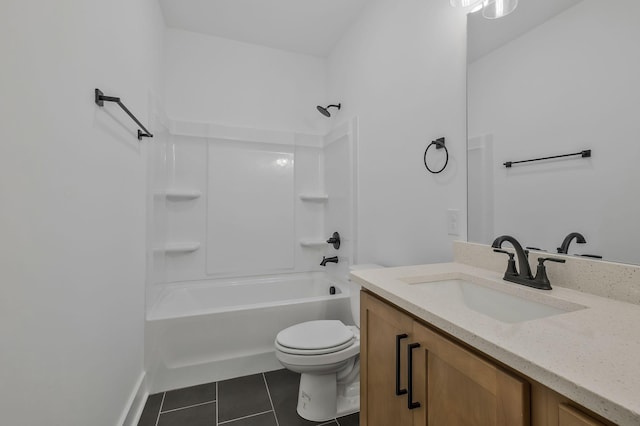 full bathroom with tile patterned flooring, vanity, toilet, and shower / bath combination