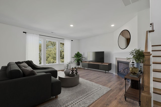 living room featuring wood-type flooring