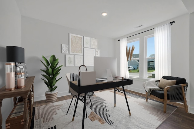 office area featuring hardwood / wood-style flooring