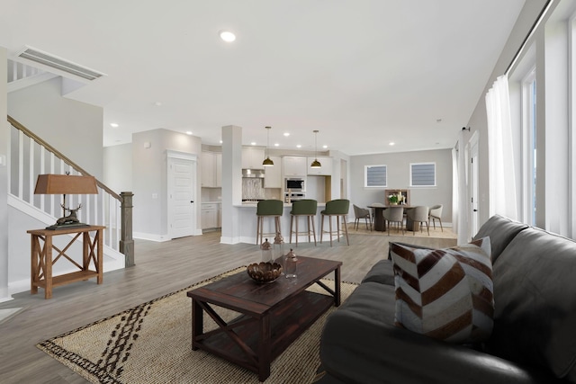 living room featuring hardwood / wood-style floors