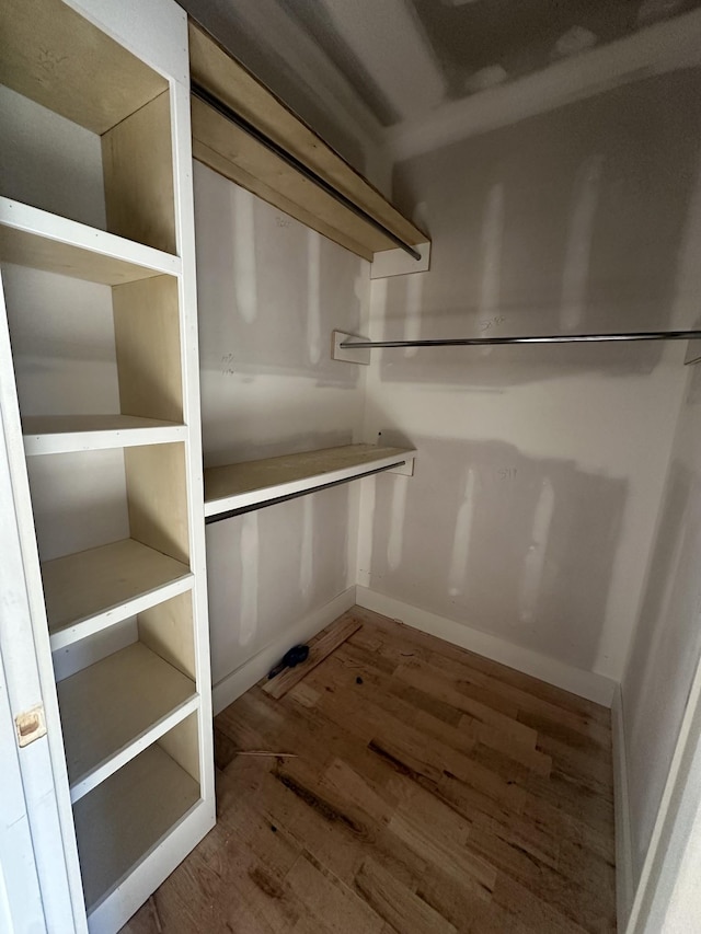 walk in closet with hardwood / wood-style flooring