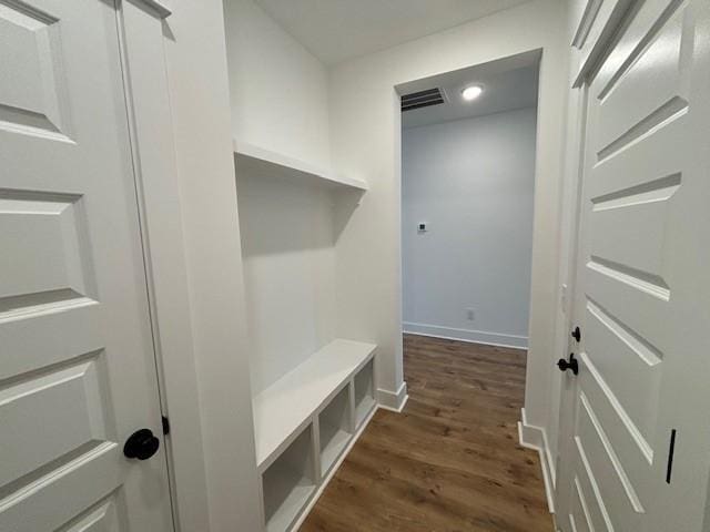 mudroom with dark hardwood / wood-style flooring