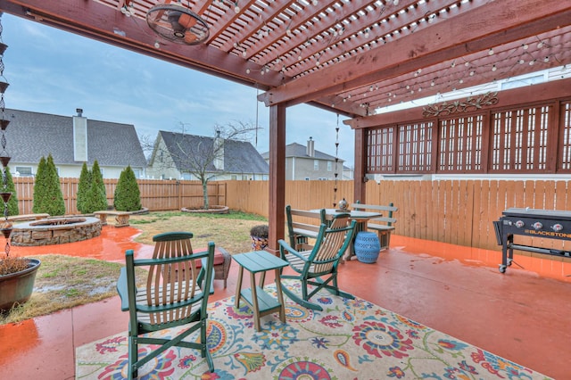 view of patio / terrace featuring a pergola