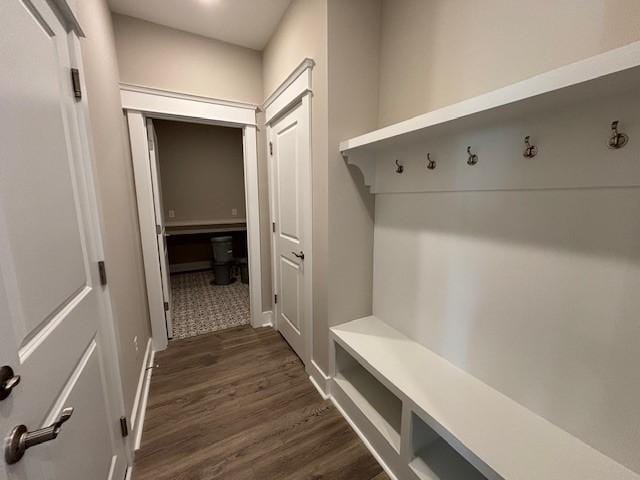 mudroom featuring dark hardwood / wood-style flooring