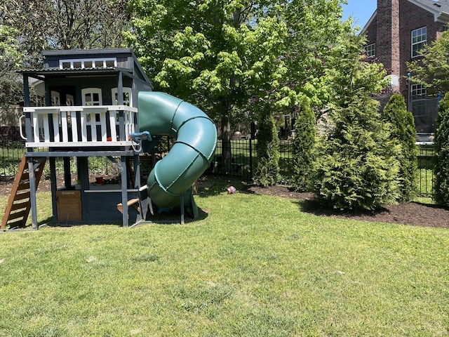 view of yard featuring a playground