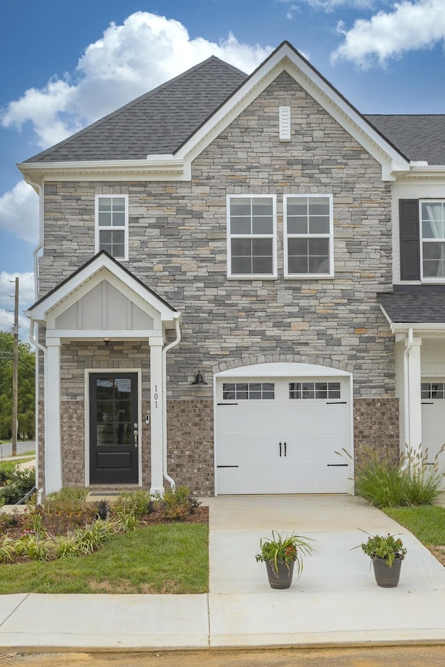 view of front of home with a garage