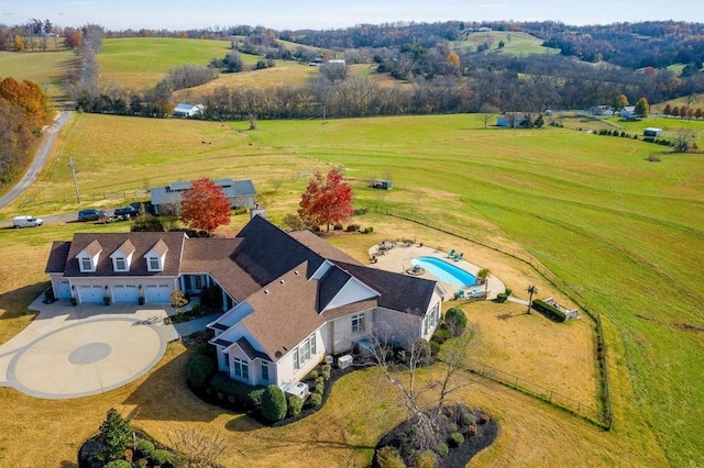 bird's eye view with a rural view