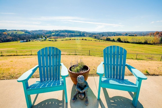 view of patio featuring a rural view