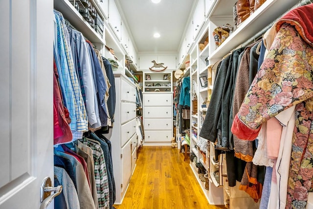 walk in closet featuring light wood-type flooring