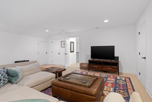 living room featuring light hardwood / wood-style flooring