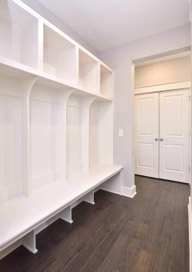 mudroom featuring dark hardwood / wood-style floors