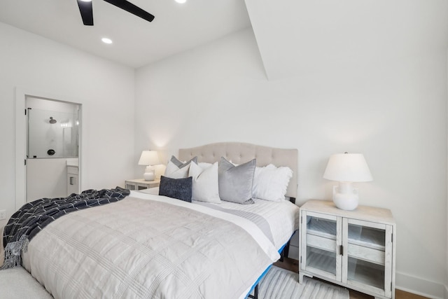 bedroom featuring ceiling fan