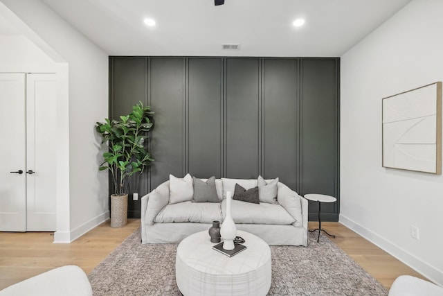 living room featuring light hardwood / wood-style floors