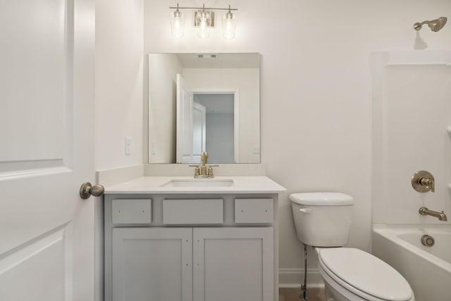 full bathroom featuring vanity, shower / bathing tub combination, and toilet