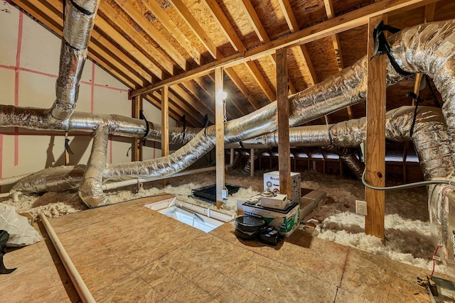 view of unfinished attic