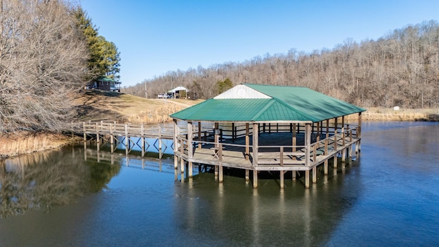 dock area featuring a water view