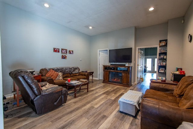 living room with wood-type flooring