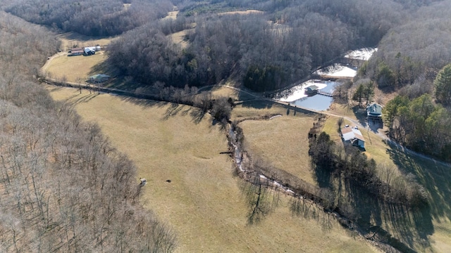 birds eye view of property with a rural view