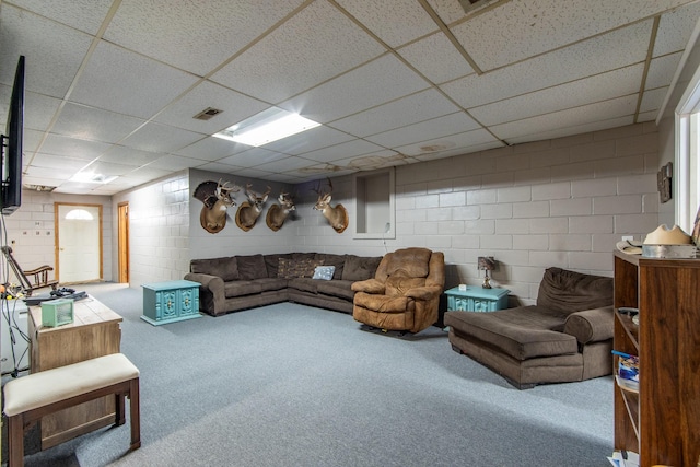 living room featuring carpet floors