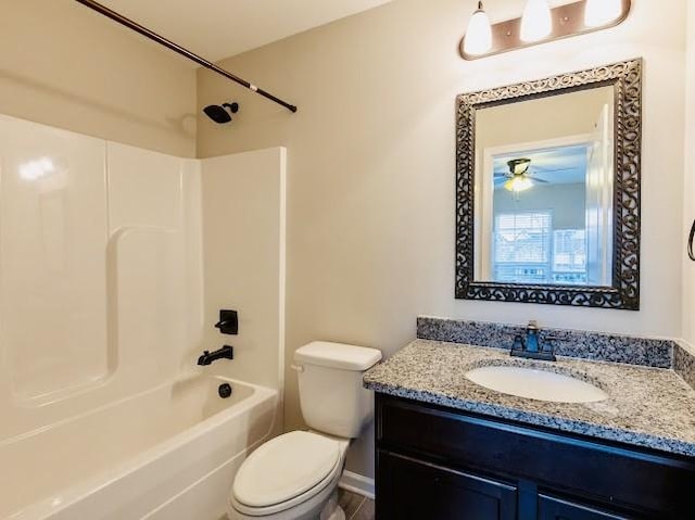 full bathroom with vanity, toilet, and shower / bath combination