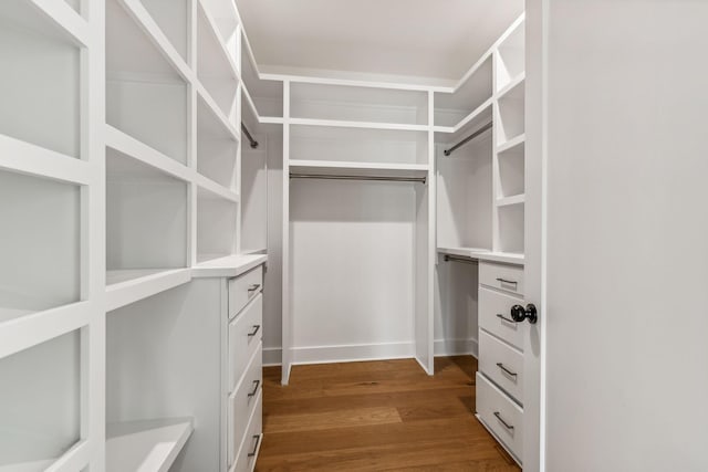 spacious closet featuring hardwood / wood-style floors