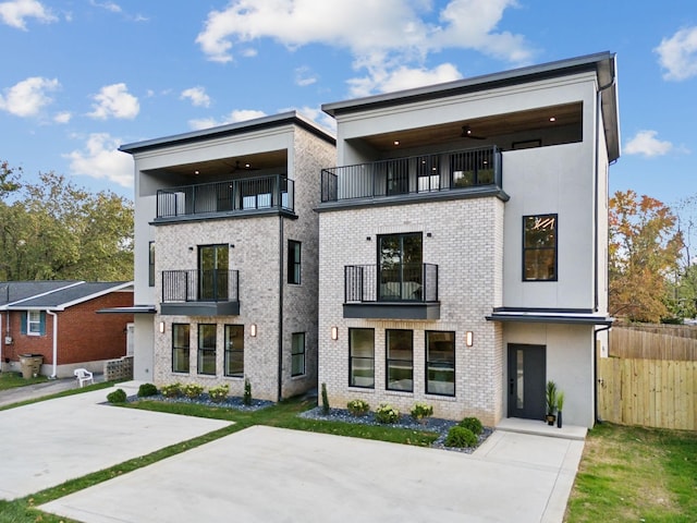 modern home featuring a balcony