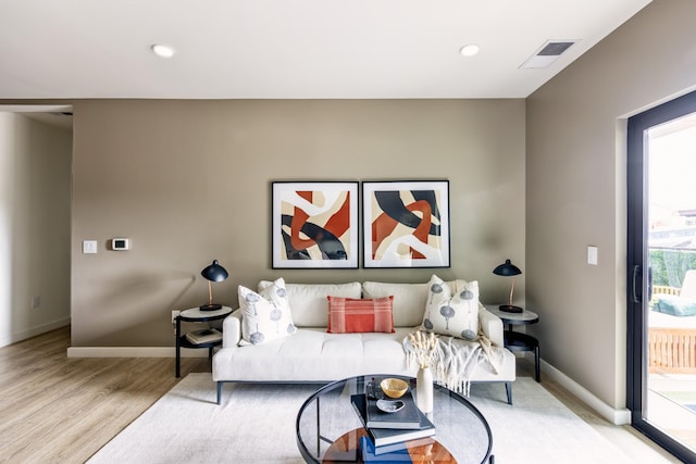 living room featuring light hardwood / wood-style flooring