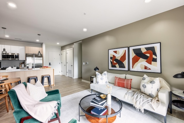 living room featuring light hardwood / wood-style floors