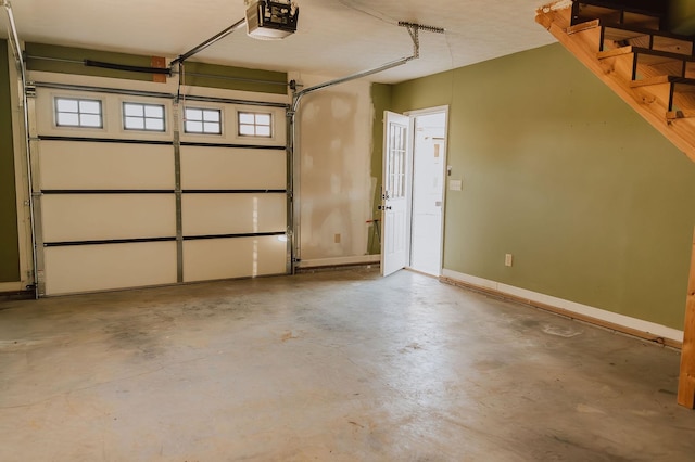 garage with a garage door opener