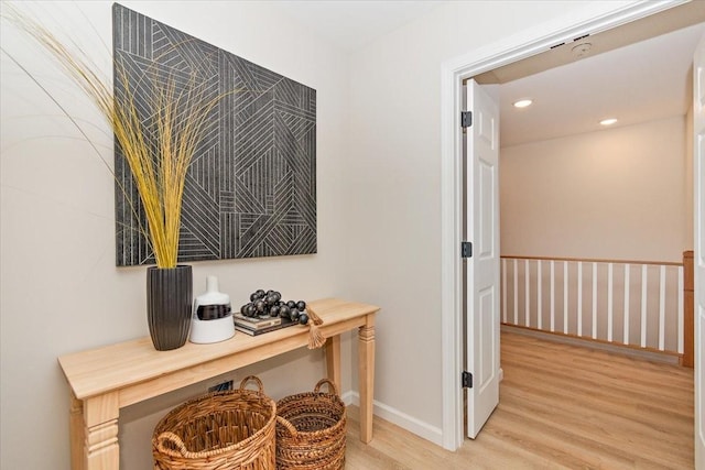 hall featuring light wood-type flooring