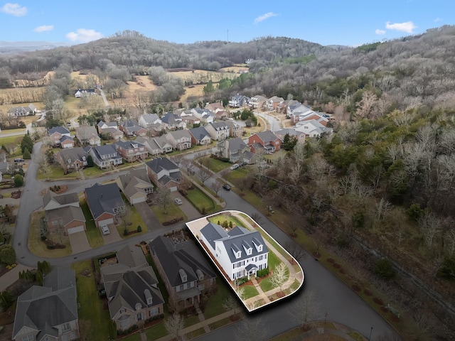 aerial view with a mountain view