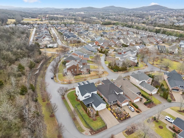 drone / aerial view with a mountain view