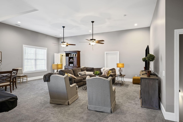 living room featuring carpet flooring