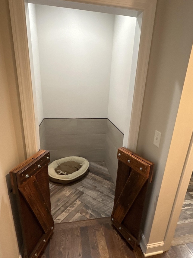 bathroom featuring hardwood / wood-style flooring