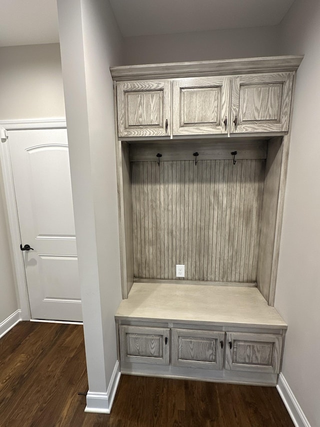 mudroom featuring dark hardwood / wood-style floors