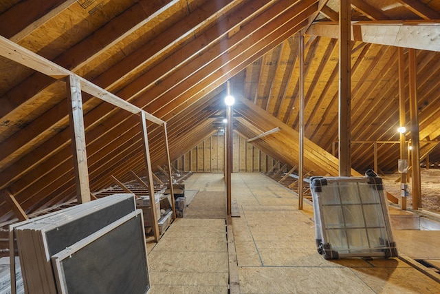 view of unfinished attic