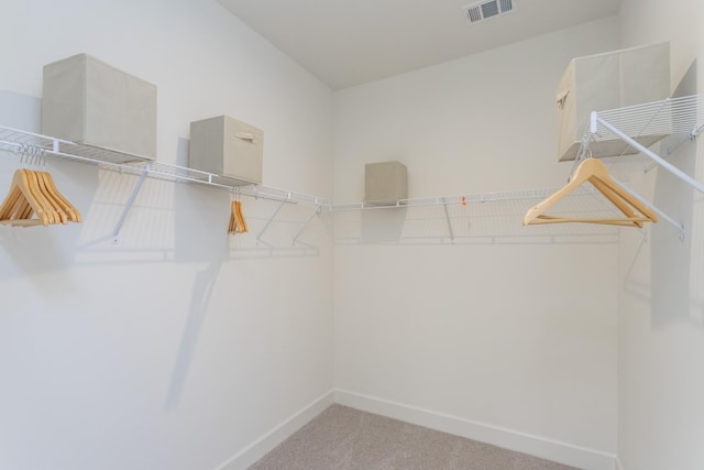 walk in closet featuring carpet floors