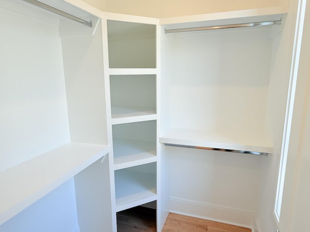 walk in closet featuring wood-type flooring