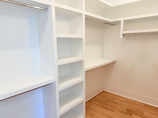 walk in closet featuring wood-type flooring