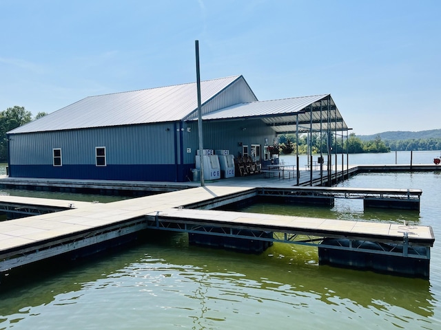 view of dock featuring a water view