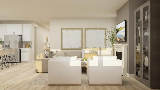 living room featuring light wood-type flooring