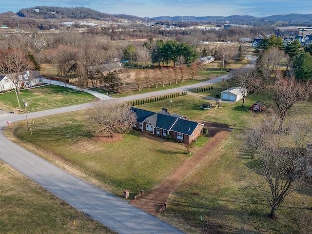 aerial view featuring a mountain view