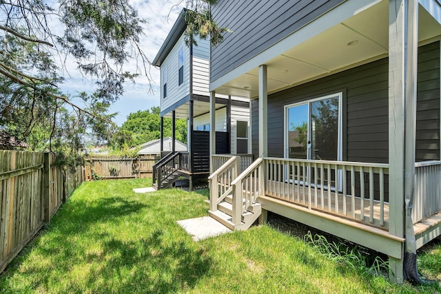 view of yard featuring a deck