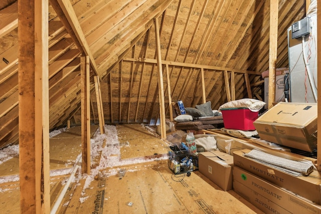 view of unfinished attic