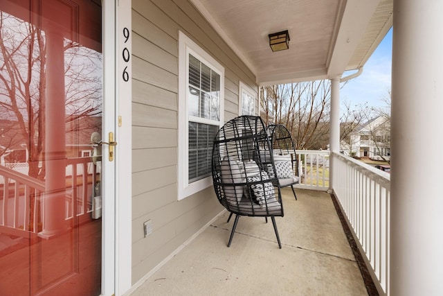 balcony featuring a porch