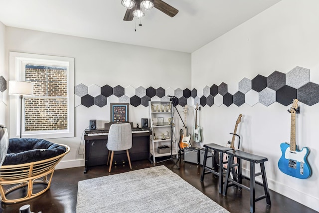 home office with ceiling fan